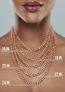 Womens 14K Rose Gold Chain - Hollow Byzantine Chain