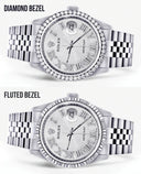 Diamond Mens Rolex Datejust Watch 16200 | 36Mm | Diamond Rolex Textured Roman Numeral Dial | Jubilee Band