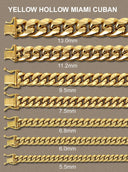 Hollow Womens Miami Cuban Link Bracelet 10K/14K Yellow Gold