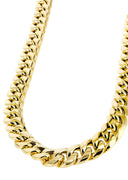 Womens 14K Gold Chain - Hollow Yellow Miami Cuban Link Chain