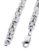 White Gold Chain - Mens Semi Solid Italian Byzantine Chain 10K/14K Gold